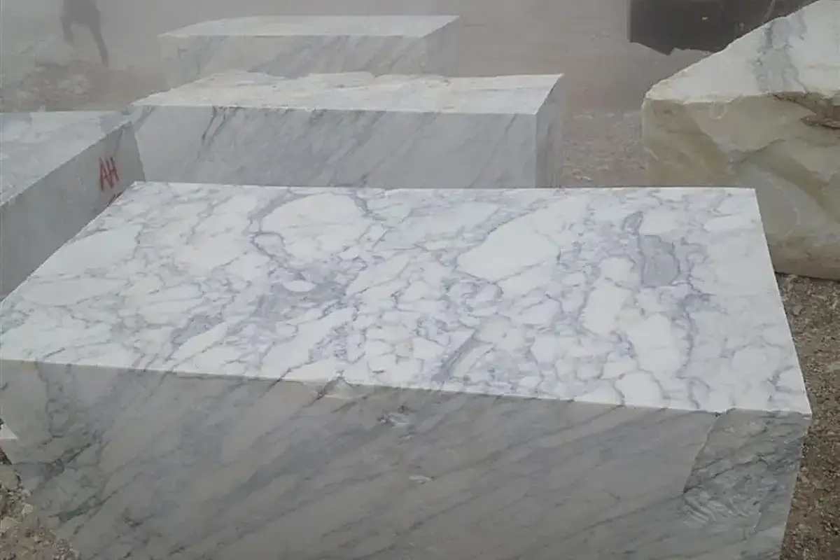 Arabescato Marmor, Steinbruchblock – Marmi di Carrara – hellgrau, grau (66)