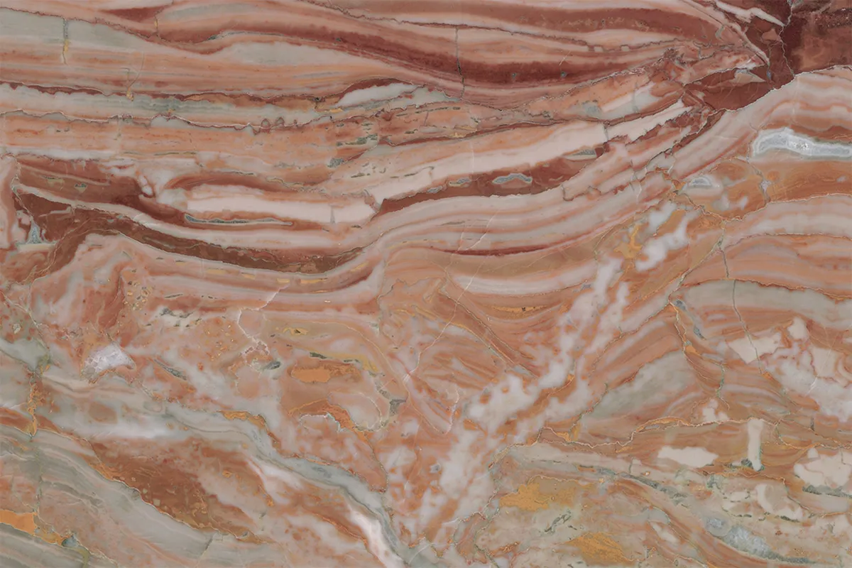 Arabescato Orobico Rosso calcaire, échantillon poli – Marmi di Carrara – gris, beige (1)