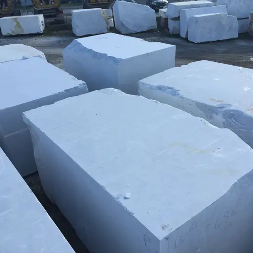 Bianco Carrara C marble slab surface – Marmi di Carrara – light grey, blue (45)