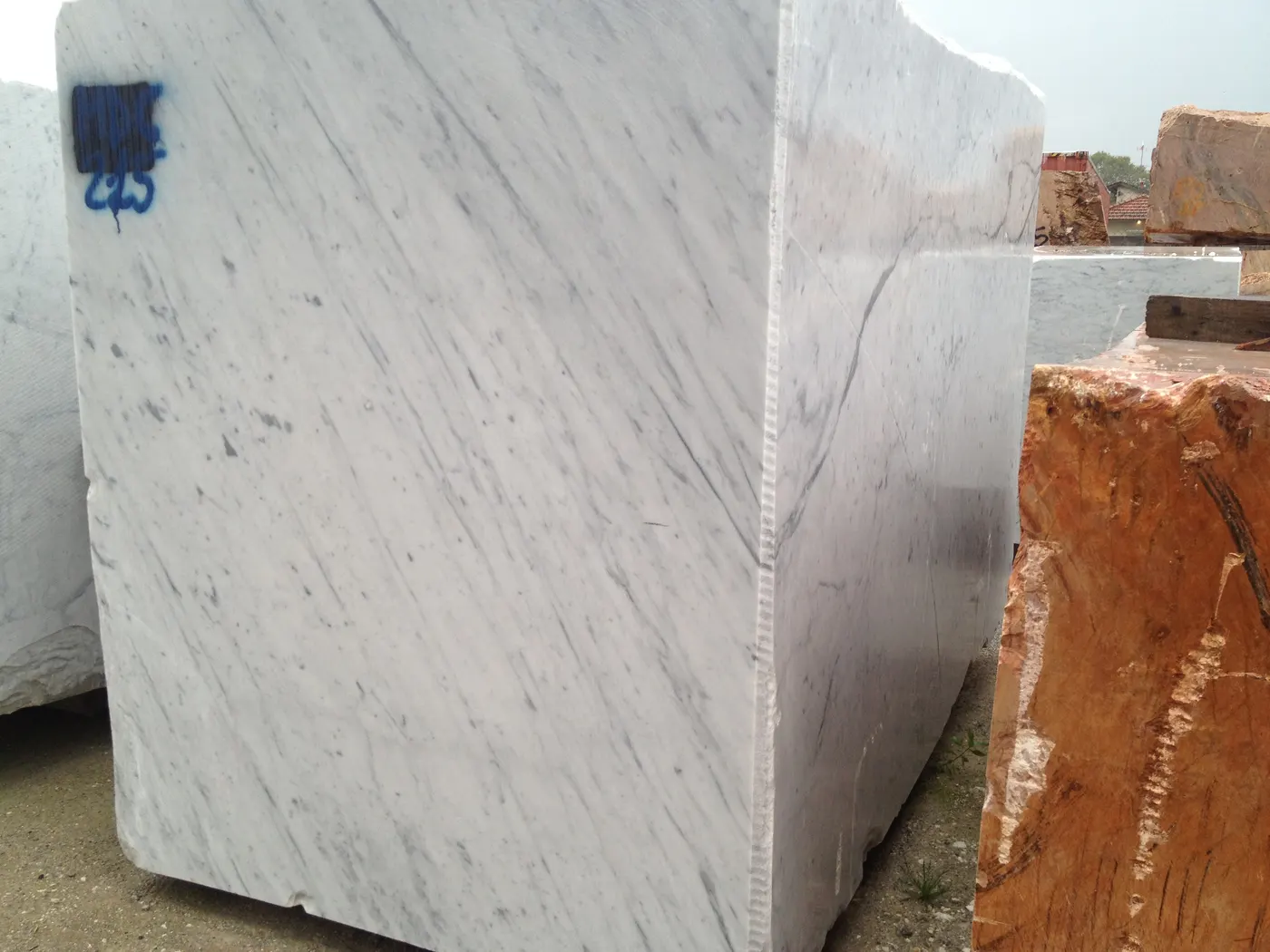 Bianco Carrara CD marmo, superficie di lastra – Marmi di Carrara – grigio chiaro, marrone (9)