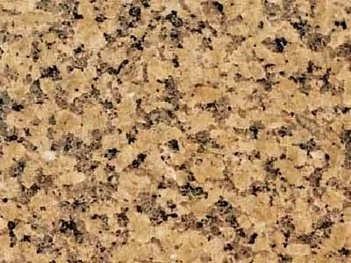Dzhil - Tau yellow Granit, polierte Probe – Marmi di Carrara – gold, braun (1)