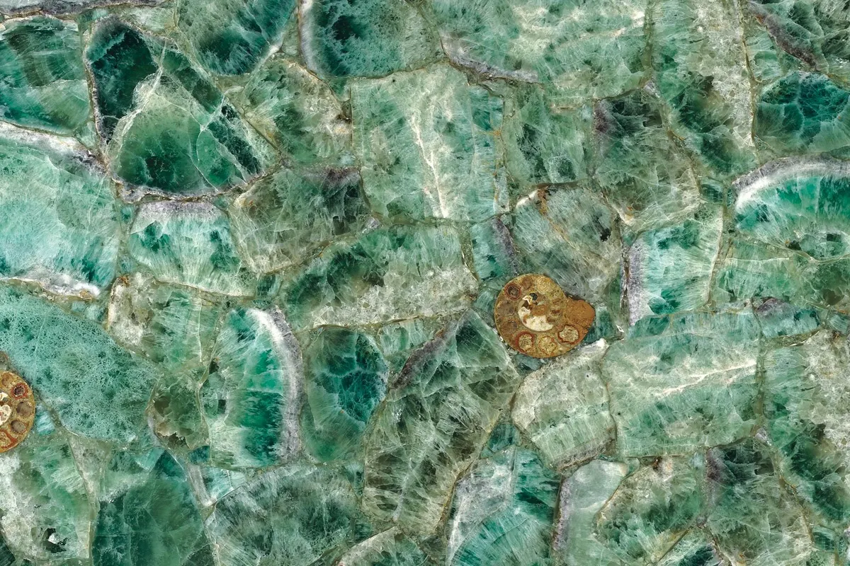 Emerald Fluorite marbre, surface de dalle – Marmi di Carrara – vert, gris (1)