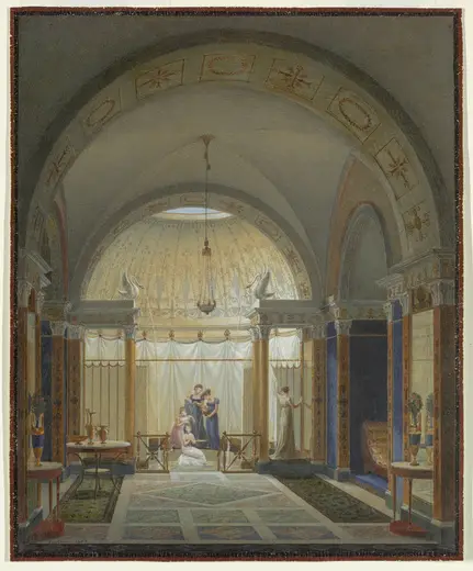 Badezimmer: Drawing, Bathroom and Boudoir Interior, 1807 (CH 18794675-2)
