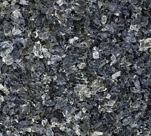 Badezimmer: Blue Pearl Granite (larvikite) (Larvik Batholith, 292-298 Ma, Early Permian; near Larvik, 