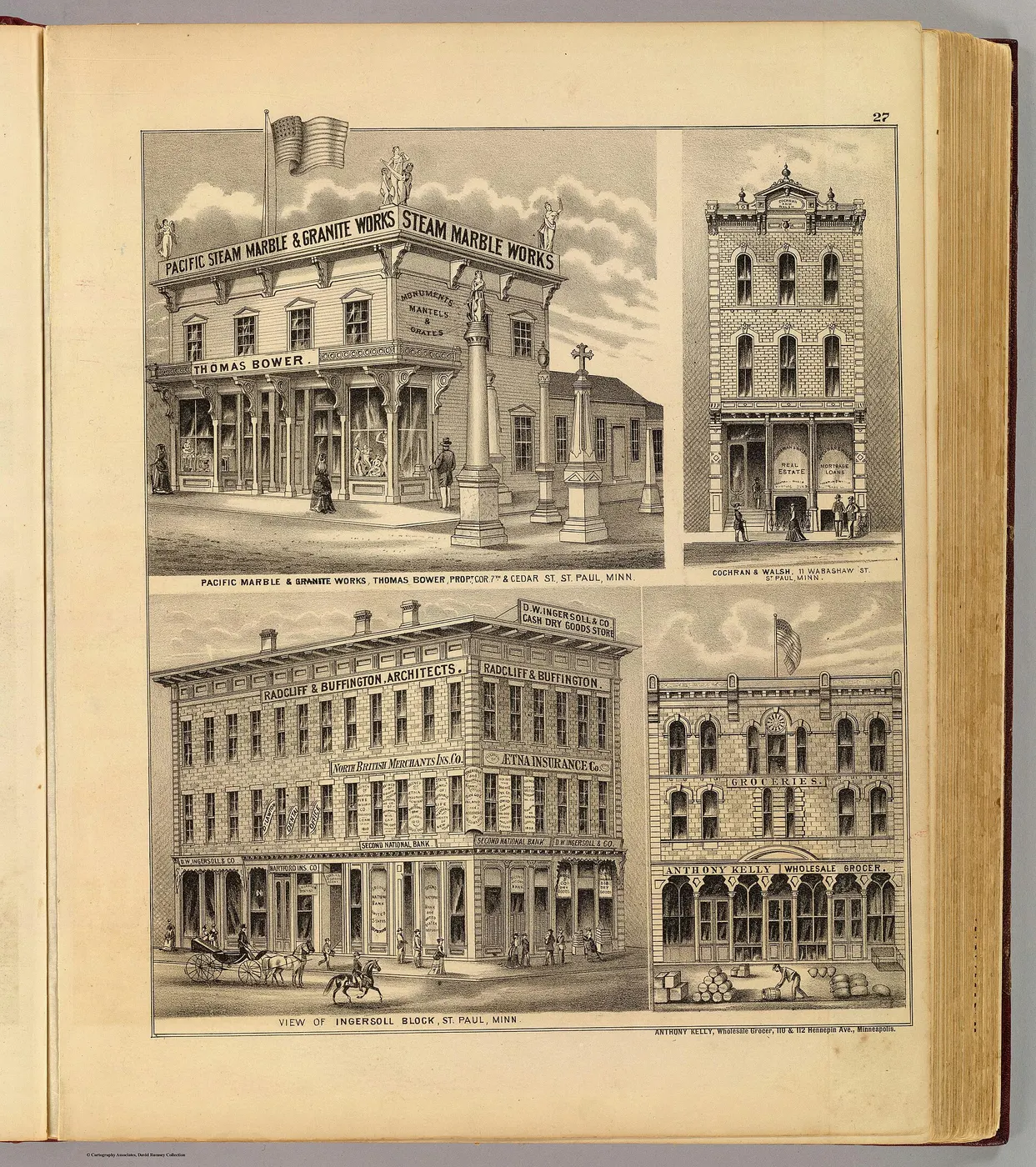Steinbruchblock: Pacific Marble & Granite Works, Thomas Bower, propr. (with) View of Ingersoll Block ... (w