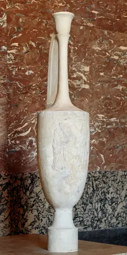 Surface detail: Marble lekythos Louvre Ma3403