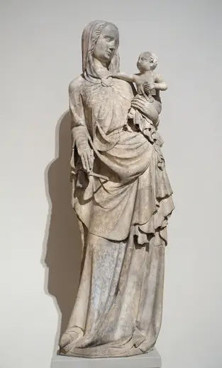 Surface detail: Virgin and Child, Liège or Italy, c. 1330, Carrara marble - Bode-Museum - DSC03552