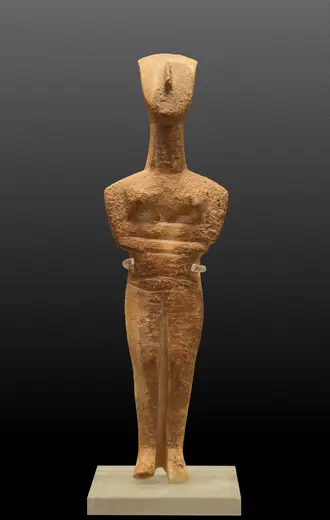 Surface detail: Marble cycladic figurine N°5107, NAMAthens, Greece