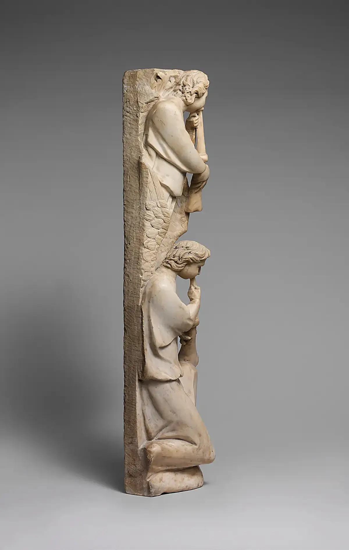 Surface detail: Pilaster of Angels Sounding Trumpets from the Parapet of a Pulpit MET DP169510