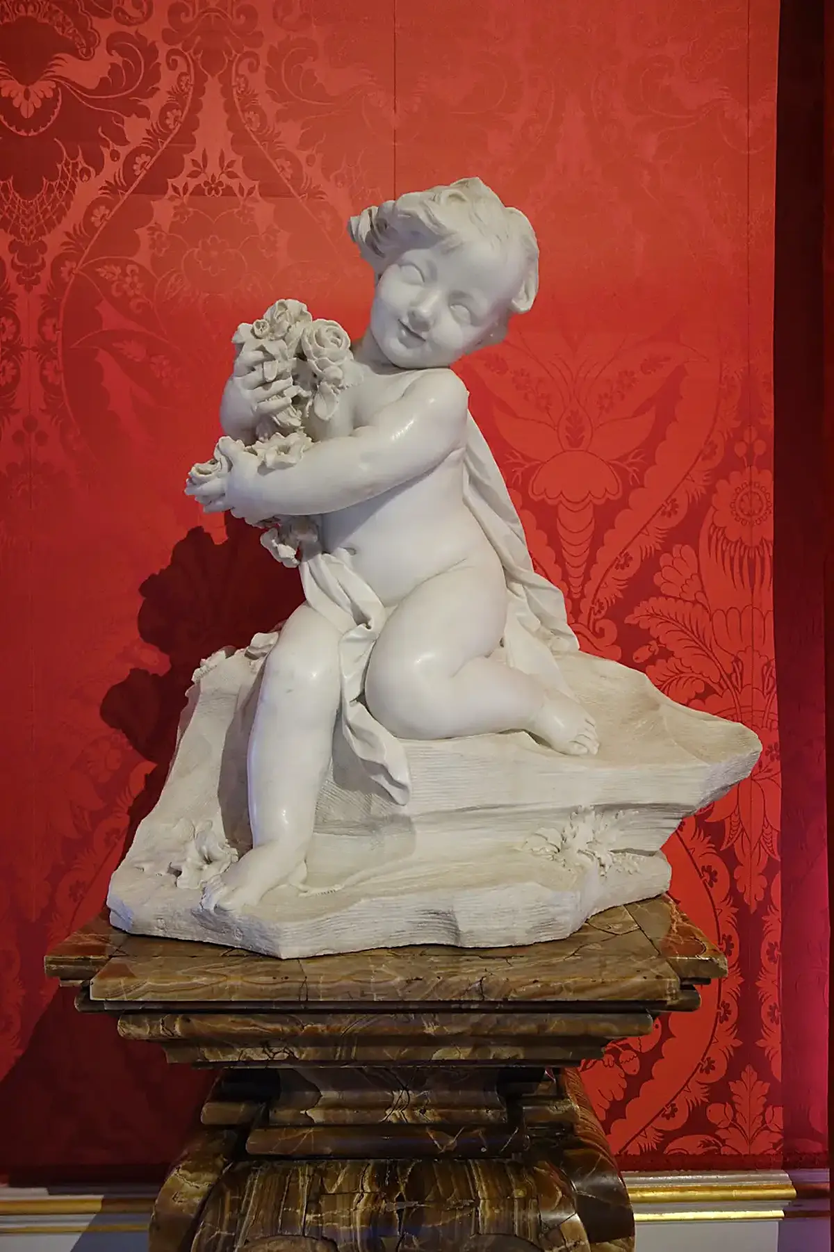 Surface detail: Spring, by Camillo Rusconi, c. 1700, marble, on pedestal by Morel & Seddon, c. 1700, limes