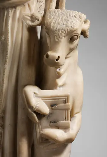 Detalle de superficie: Pilaster (Tetramorph) from the Parapet of a Pulpit with Symbol of the Evangelists MET DP16