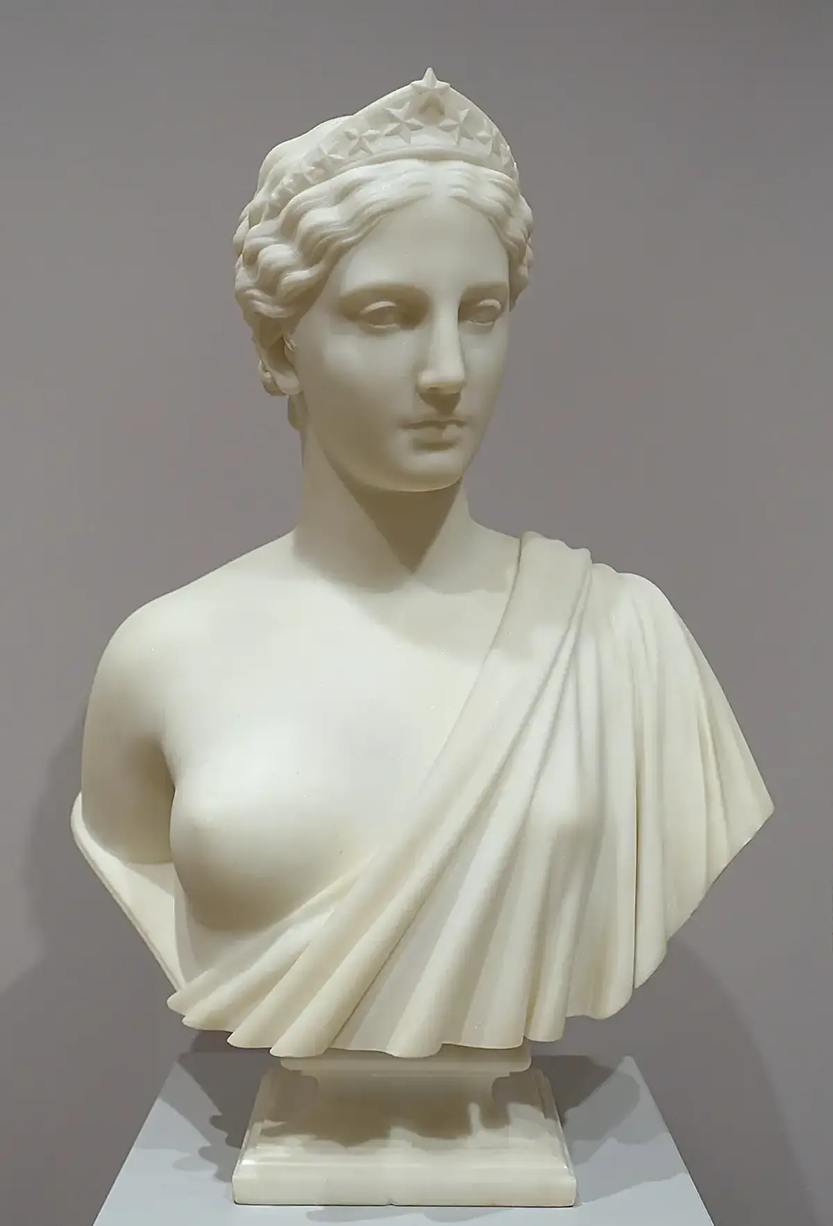 Detalle de superficie: America by Hiram Powers, 1854, marble - Fogg Art Museum, Harvard University - DSC01236