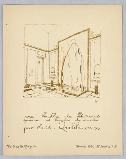 Detalle de superficie: Print, Gazette du Bon Ton, Vol. 2, No. 9, pages de Croquis, Plate 42, 1920 (CH 18509409)
