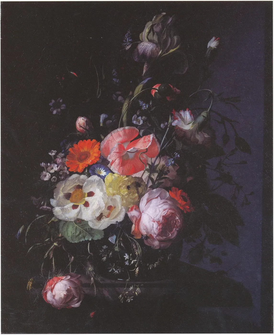 Detalle de superficie: Still Life with Flowers on a Marble Tabletop 1716 Rachel Ruysch