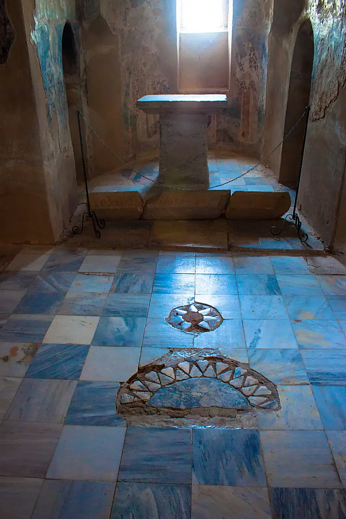 Sol: Marble floor in Peribleptos Monastery, Mystras