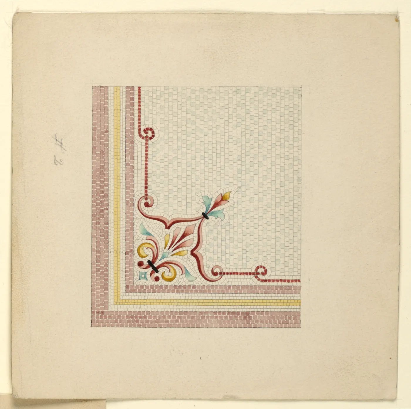 Flooring: Drawing, Corner Design for Mosaic Floor, ca. 1900 (CH 18802271)