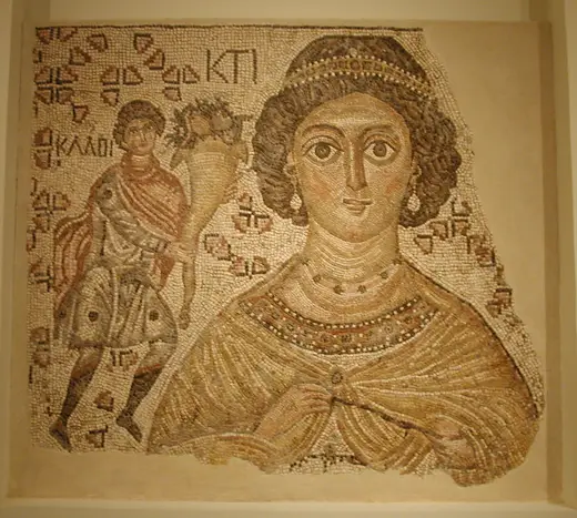 Flooring: Fragment of a Floor Mosaic with a Personification of Ktisis MET temp199869AC
