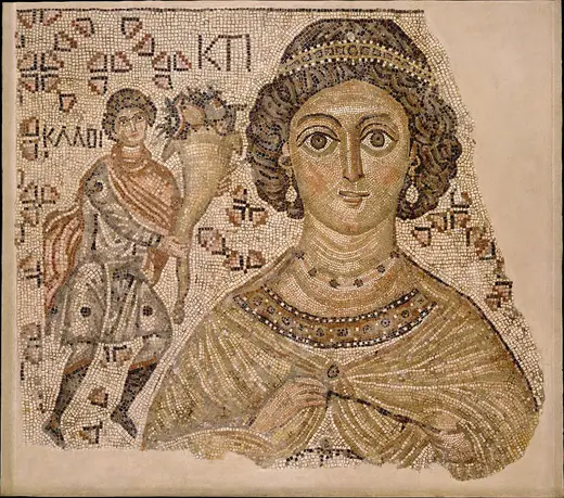 Flooring: Fragment of a Floor Mosaic with a Personification of Ktisis MET DT112