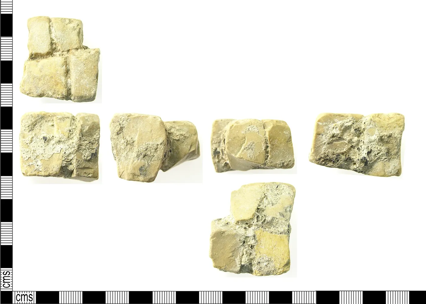 Sol: Fragment of Roman mosaic flooring consisting of 4 joined tesserae. (FindID 765647)
