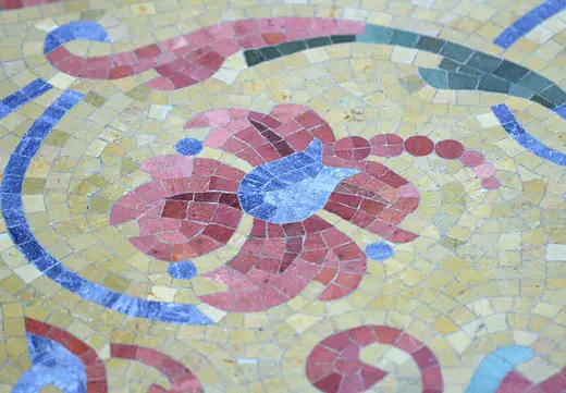 Flooring: Mosaic tile floor of the Milwaukee Public Library - flower