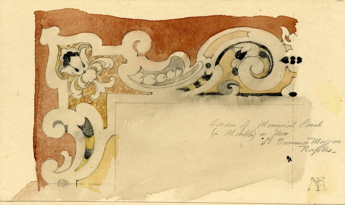Pavimento: Border of memorial panel (in marble) in floor. S. Domenico Maggiore. Naples - DPLA - 0d3bd