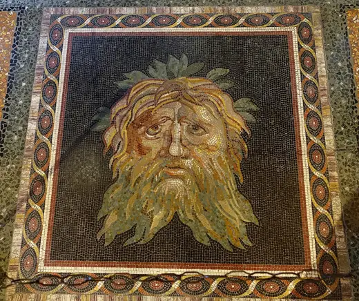 Mosaico: Personification of the sea, fragment, Roman, 3rd century AD, marble mosaics - Galleria Bor