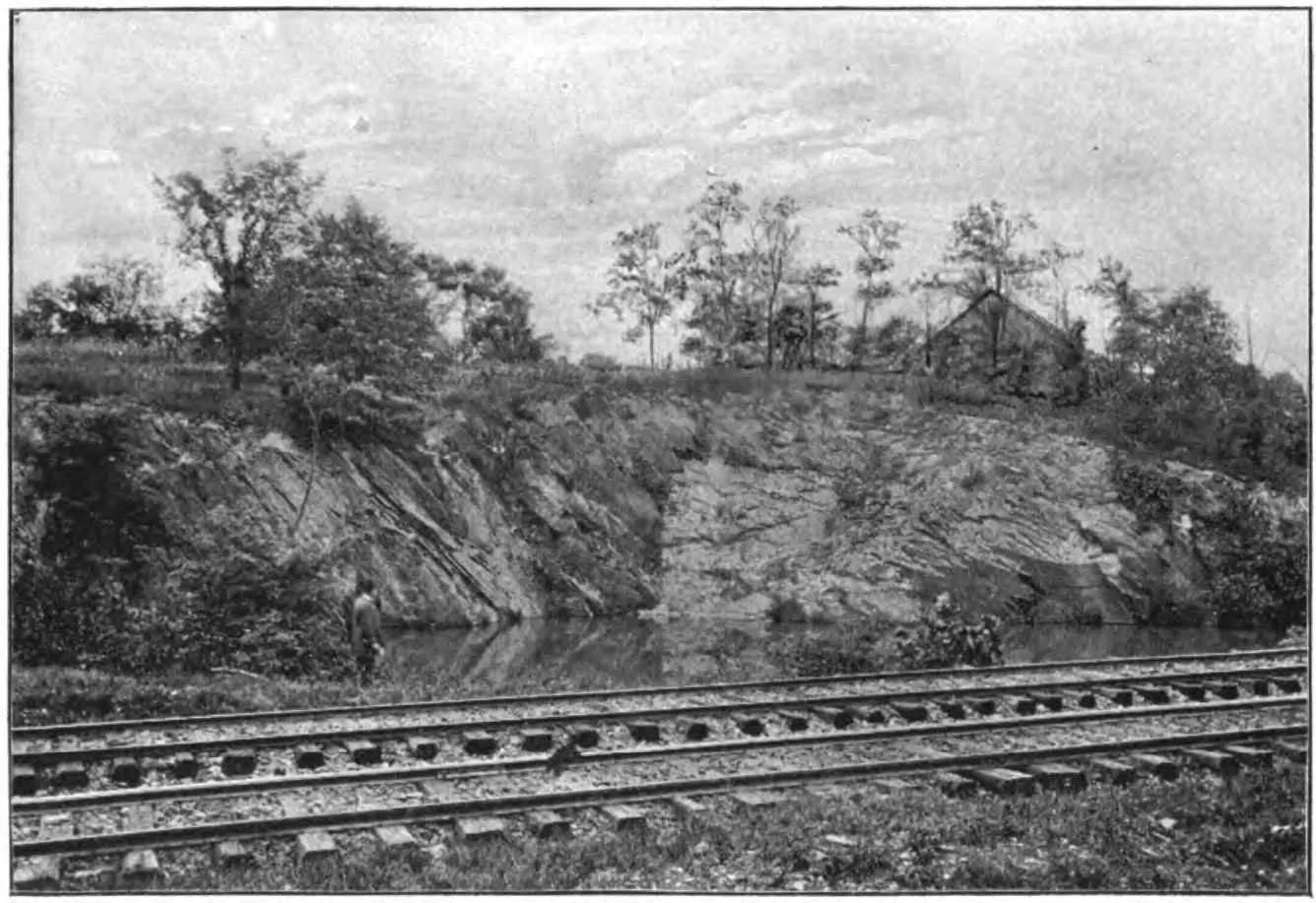 Vista de cantera: Slate Quarry Fig 2 Plate XXIV WBClark 1898