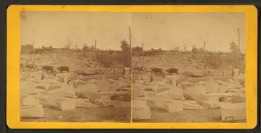 Vista de cantera: Hallowell granite quarry, by Morse & Simmons