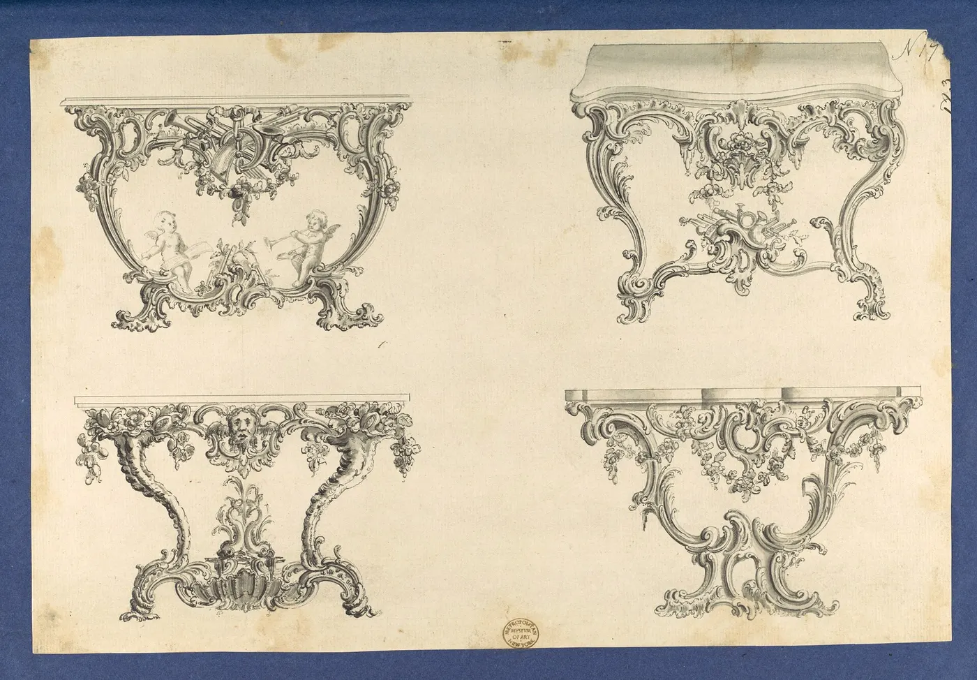 Superficie de losa: Frames for Marble Slabs, in Chippendale Drawings, Vol. I MET DP104173