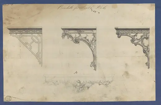 Slab surface: Brackets for Marble Slabs, in Chippendale Drawings, Vol. I MET DP104204