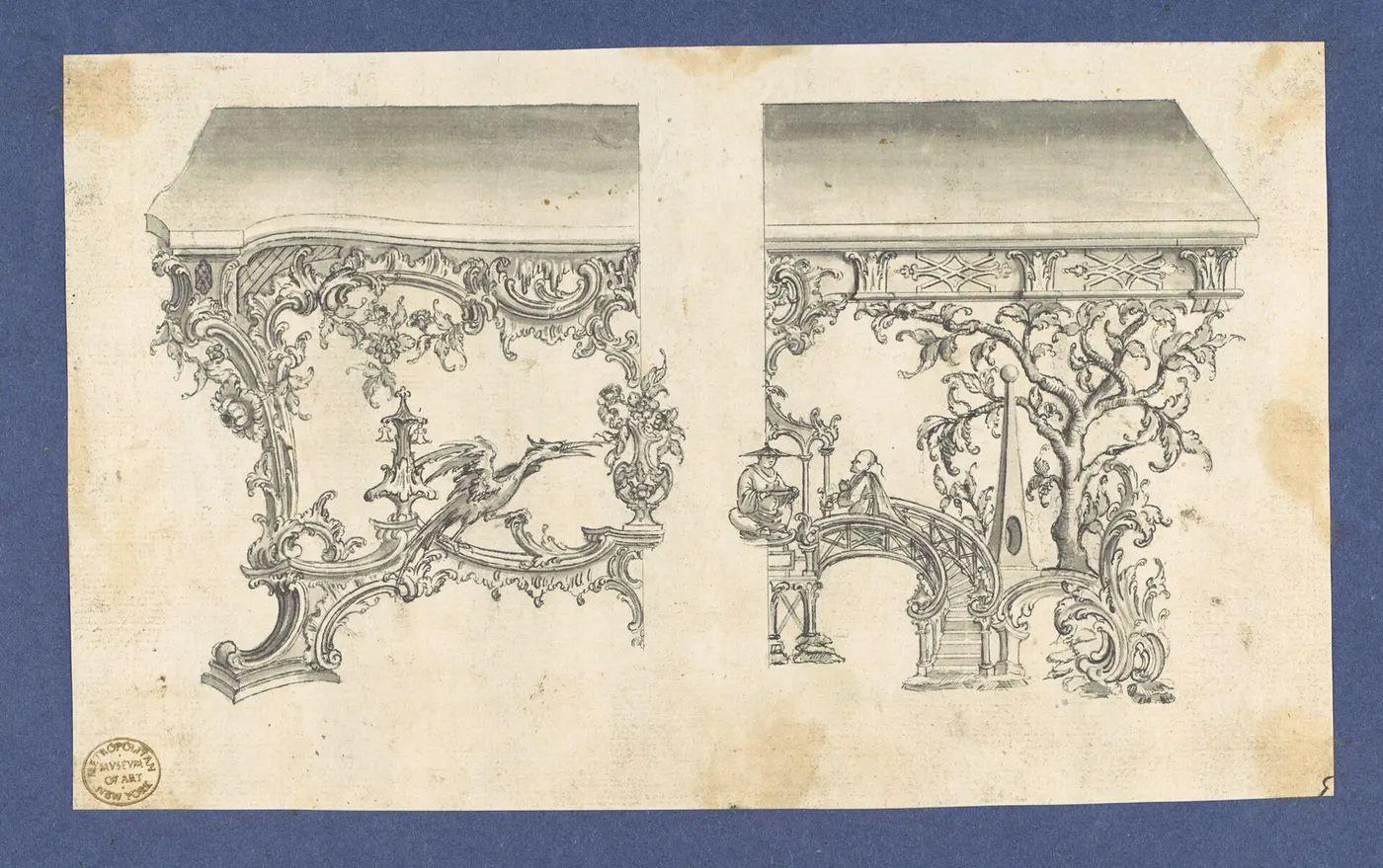 Plattenoberfläche: Frames for Marble Slabs, in Chippendale Drawings, Vol. I MET DP104175