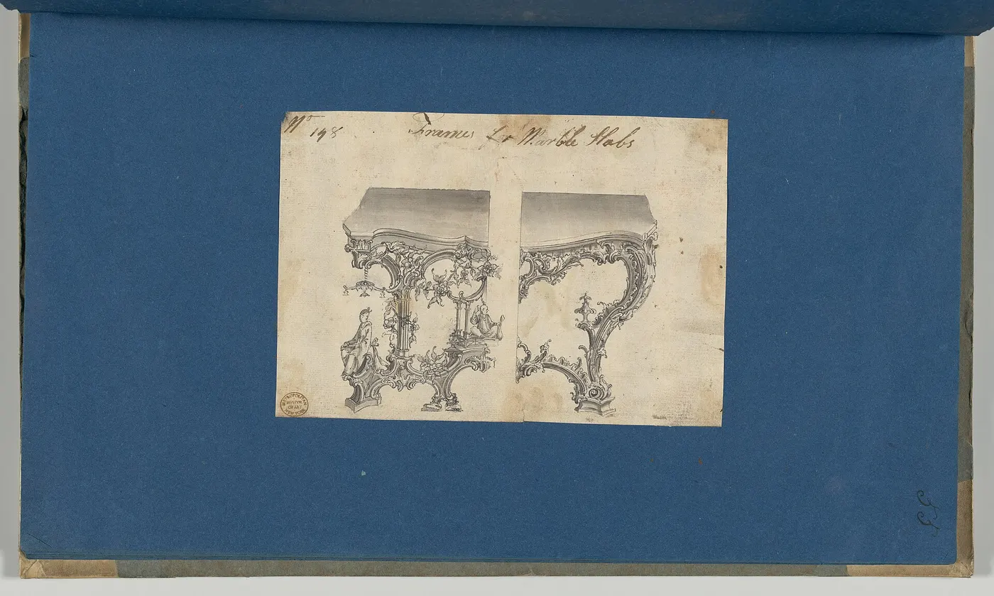 Поверхность плиты: Frames for Marble Slabs, in Chippendale Drawings, Vol. I MET DP-14278-050