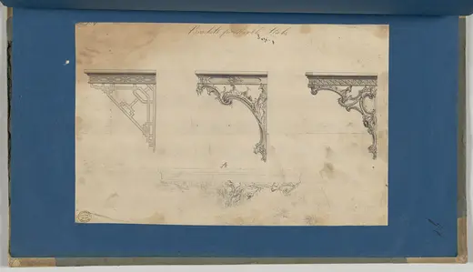Поверхность плиты: Brackets for Marble Slabs, in Chippendale Drawings, Vol. I MET DP-14278-082