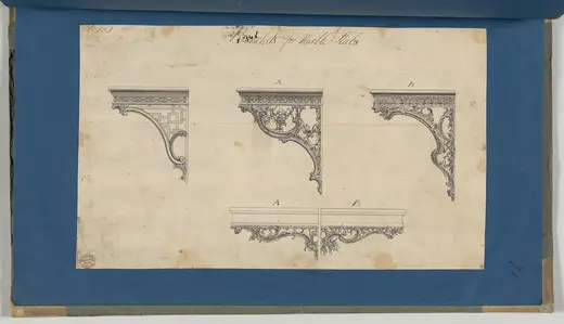 Поверхность плиты: Brackets for Marble Slabs, in Chippendale Drawings, Vol. I MET DP-14278-081