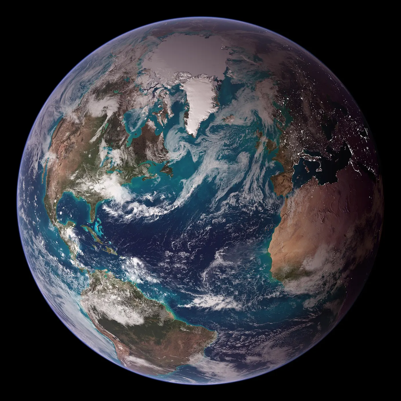 Superficie de losa: Blue Marble Western Hemisphere