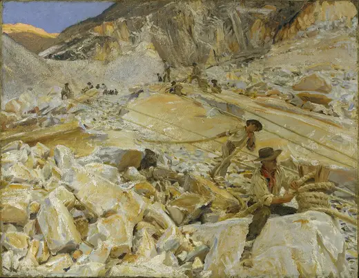 Superficie di lastra: John Singer Sargent - Bringing Down Marble from the Quarries to Carrara (1911)