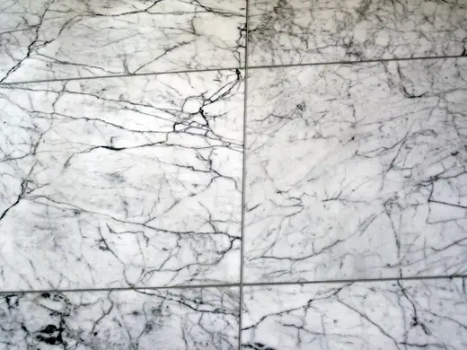 Superficie di lastra: Statuarietto White Marble (Apuan Marble Formation, Tertiary metamorphism of Jurassic limes