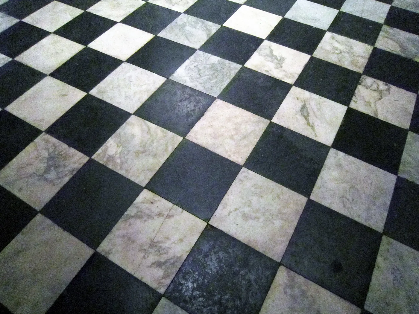 Fliesen: Black and white marble tile in the southeast gallery (5396530982)