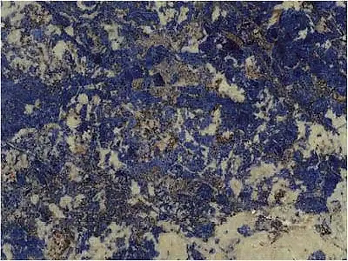 Namibia Blue granito, muestra pulida – Marmi di Carrara – antracita, verde (1)