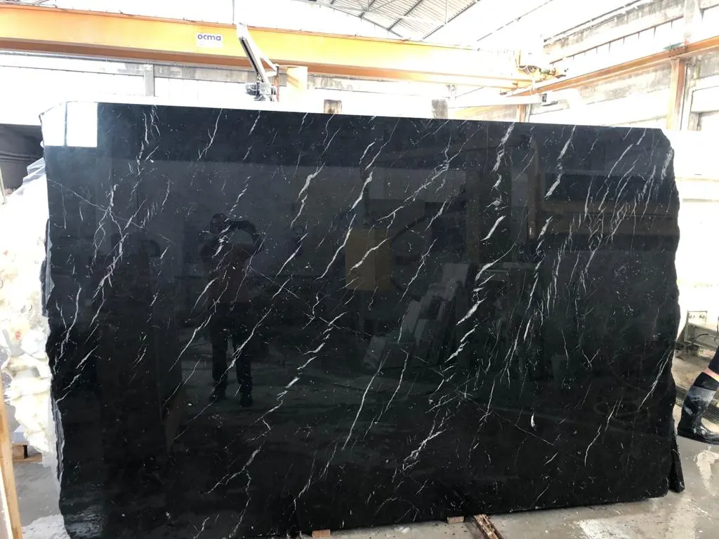 Nero Marquina marble slab surface – Marmi di Carrara – black, white (9)