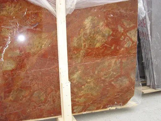 Rosso Damasco marble slab surface – Marmi di Carrara – rust red, gold (33)