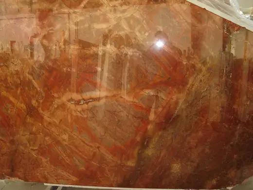 Rosso Damasco marble slab surface – Marmi di Carrara – rust red, gold (44)