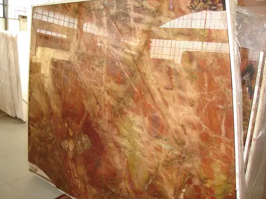 Rosso Damasco marble slab surface – Marmi di Carrara – gold, rust red (46)