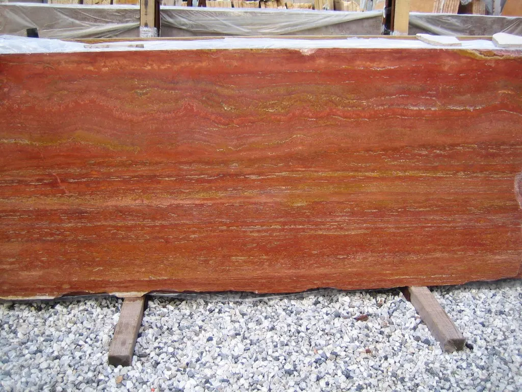 Travertino travertine slab surface – Marmi di Carrara – rust red, light grey (21)